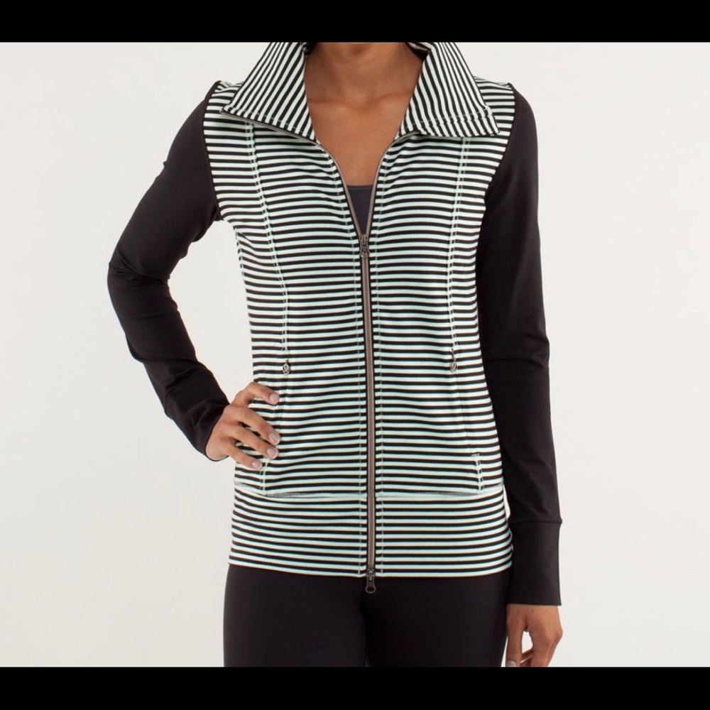 LULULEMON mint green and black striped jacket